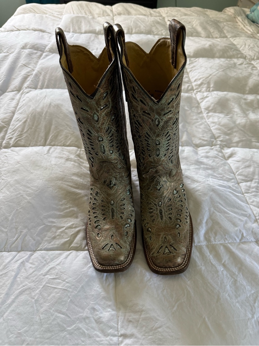 CORRAL WOMEN'S BUTTERFLY GLITTER WESTERN BOOTS SQUARE TOE